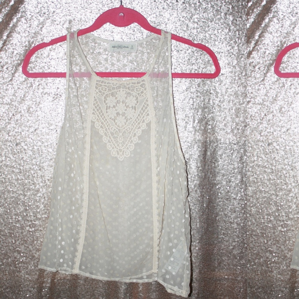 Abercrombie & Fitch Velvet Overlay Sheer Top